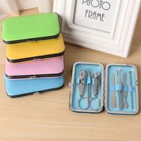 New 7 pcs /set Nail Tools Stainless Steel Manicure Pedicure Set Nail Clippers Scissors Kit Leather Case manicure set 2918