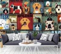 Papel tapiz 3D Photo Photo Mural Dibujos animados Divertido perro ilustraciones sala de estar pintura 3d pared murales wallpaper para paredes 3 d