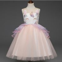 Ragazza Unicorno vestito garza multicolore per bambini tutu gonna estate bambini Princess Dress bambina principessa abiti da ballo