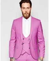 Newest Groom Tuxedos Groomsmen Pink Vent Slim Suits Fit Best...