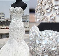 Real Photos Elegant Sleeveless Beaded Mermaid Wedding Dresse...