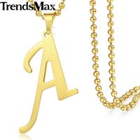 Anhänger Halsketten Beijia A-Z 26 Buchstaben Halskette für Frauen Gold Farbe Kette 55 cm Modeschmuck KP419-KP444