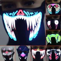 61 Styles EL Mask Flash LED Music Mask With Sound Active for Dancing Riding Skating Party Voice Control Mask Party Masks CCA10520 10pcs