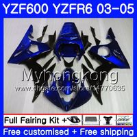 Ciało dla Yamaha YZF-600 YZF-R6 03 YZF R6 Blue Black Cowing 2003 2004 2005 Bodywork 228HM.29 YZF 600 R6 YZF600 YZFR6 03 04 05 Zestaw wróżki