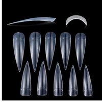 100 adet Stiletto Uzun Yanlış Sahte Çiviler İpuçları Manikür Yapay Çivi Salon Yarım Kapak İpuçları Beyaz / Clear / Natural