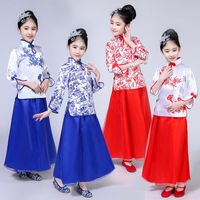 Stage Wear Blue And White Porcelain Ancient Chinese Traditional Opera Kids Dynasty Ming Tang Han Hanfu Dress Child Costume Children Girl