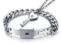 Europe American new arrival fashion jewelry men women love locks Titanium key bracelet party Christmas festival love gift