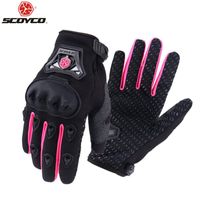 SCOYCO Mujer Motorcycle Gloves Knight Full Dedo Pequeño Tamaño S To XL Pink Mujer Luva Moto Race Femenino Guantes, M-29W