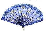 Spanish style rose flower design plastic frame lace silk hand fan, Chinese craft folding fan 40PCS