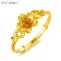 MGFAM (88BA) Pulseiras de flor de flores para mulheres ajustadas jóias de casamento nupcial 24k puro ouro banhado a ouro estilo traditioal