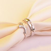 Hoogwaardige 925 sterling zilveren paar ring Koreaanse liefde bloem open mond zilveren paar ring groothandel