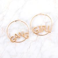2018 European and American explosive money new retro exaggerated metal circle letter GIRL personalized ear rings sold in bulk.