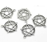 100Pcs alloy Pentagram Pentacle Star Charms Antique silver C...