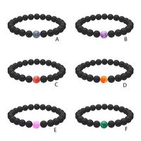 6 colors Weathered Agate Natural Black Lava Stone Beads Elas...