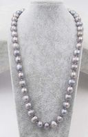Wow! grigio perla d'acqua dolce vicino a circa 9-10mm collana 17 "perline all'ingrosso FPPJ natura