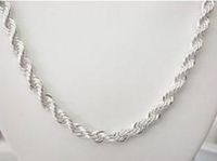 Fine 925 Sterling Silver Necklace 4MM 16- 24Inch Twisted Rope...