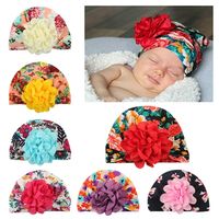 Новый цветок детская шляпа складки Европа и Америка детские печати цвет головной убор новорожденный ребенок шапочка для душа