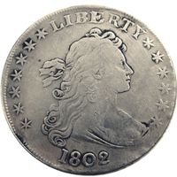 Amerika birleşik Devletleri Paraları 1802 Draped Büstü Pirinç Gümüş Kaplama Dolar Mektup Kenar Kopya Para
