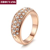 Top Quality Hot Sell Elegant Rose Gold Color Wedding Ring Austrian Crystals Full Sizes Wholesale ZYR061 ZYR109