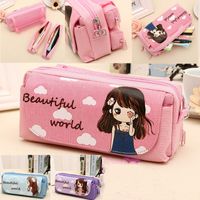 Cute Beautiful World Canvas Pencil Case Kawaii Girl School S...