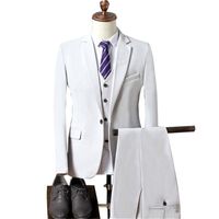 Wholesale Popular White Notch Lapel One Button Wedding Groom Tuxedos Men Suits Wedding Prom Dinner Best Man Blazer Jacket Tie Vest Pants