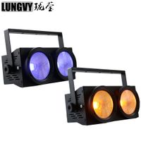 Free Shipping 2pcs lot 6in1 RGBWA UV Mixed Color 2x100W Led Blinder Audience COB LED Blinder Lighting Professional Stage Dj Disco light