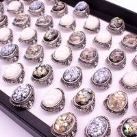12 stuks / partij Mix Vintage Ringen voor Dames Kunstmatige Stone Ringen Mannen Boho Engagement Trouwringen Mode-sieraden