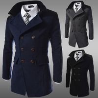 Fashion 2016 marchio inverno trench lunghe uomini uomini di buona qualità a doppio petrolio in lana over -coat per uomini dimensioni 3xl