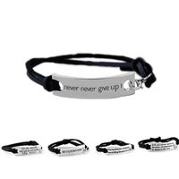 Quote Never Never Give Up Bracelet Letter Id Tag Bracelets L...