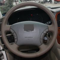 Темно-коричневый кожаный DIY ручной сшитые крышки рулевого колеса автомобиля для старых Toyota Land Cruiser Prado 120