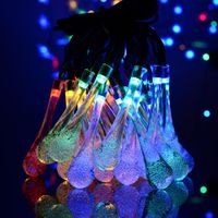 21ft 30leds الكريستال الكرة قطرة المياه الشمسية سلسلة ضوء غلوب الجنية أضواء 8 تأثير العمل في الهواء الطلق حديقة عيد الميلاد الديكور عطلة الإضاءة