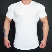 고품질 운동 훈련 남자의 t- 셔츠 짧은 소매 O- 목 순수한 색깔 캐주얼 패션 t- 셔츠 스포츠 편안한 탄성 피트 니스 t- 셔츠