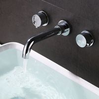 バスルームの真鍮クローム仕上げダブルバルブミキサー盆地のタップバス浴槽シンクミキサー盆地ミキサータップ壁の洗面器の蛇口