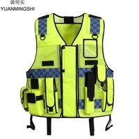 Yuanmingshi unisexe haute visibilité réfléchissant multi-poches multi-poches de construction gilet de sécurité tissu en tissu de sécurité extérieur vêtements de sécurité