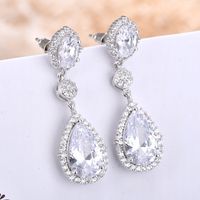 White Gold Plated Shiny CZ Cubic Zirconia Cluster Teardrop D...
