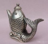 Antique bronze white copper plated silver kettle teapot deco...