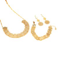 Set di gioielli in oro placcato Set di gioielli etiopici antico moneta braccialetto orecchini collana