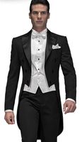 Wholesale Custom Made Newest Double Breaste Peak Lapel Wedding Groom Tailcoat Men Suits Wedding Prom Dinner Best Man Blazer Jacket Tie Vest Pants A A