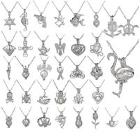 Natürlicher Süßwasser Perlenkäfig Anhänger Halskette European Hohl Openwork Oyster Pearls Medaillon Anhänger mit Kettenmix Großhandel