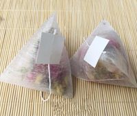 100pcs / lot PLA biodegradate Tea filtri sacchi di mais fibra di tè Quadrangle Piramide della termosaldatura sacchetti filtro per alimenti 55 * 70mm shippin libero