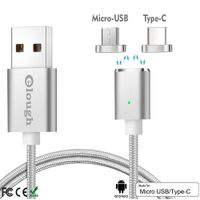 Magnetic Type-C Micro USB LED Fast Charging Charger Cable Wire Data Sync Charger Adapter for Samsung Sony Android