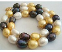 Collana di perle naturali in oro bianco nero 11-12mm dei Mari del Sud 18 pollici in oro 14 carati
