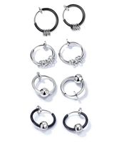 Stainless Steel Circle Beads Huggie Hinged Hoop Earrings for...