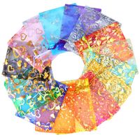 Chanfar 500pcs 9x12cm Organza Bags Jewelry Wedding Favors Party Pattern Printed Drawable Packaging Display Gift Pouches