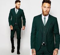hunter green Formal Wedding Men Suits for Groomsmen Wear Three Piece Trim Fit Custom Made Groom Tuxedos Evening Party Suit Jacket Pants Vest