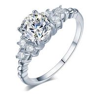 O serviço rápido do frete grátis fornece 2.5 ct sona sintético anel de noivado de diamante esterlina prata branco banhado a ouro anel de casamento
