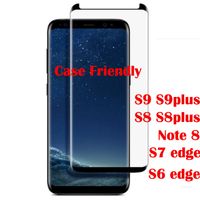 Gevalvriendelijk voor Galaxy S9 S9 Plus Note 8 S8 Plus S7 S6 Edge 3D Curved Side Gehard Glass Screen Protector in Opp zak