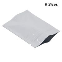 6 tamanhos disponíveis Branco Folha de alumínio selo de calor pacotes de amostras para Zip Resealable Mylar folha de bloqueio de armazenamento de alimentos Bolsas Zipper bloqueio Pacote Bags
