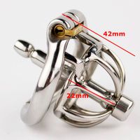 Cock Cage With Urethral Catheter Spike Stainless Steel Super Small Male Chastity Devices 1&quot; Short Penis Lock Cock Ring Urethral Plug Sex Toy