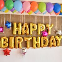 16Inch Happy Birthday Aluminium Film Ballons Geburtstag Party Dekoration Farben Ballon Gold Silber 13 Stücke / Satz Großhandel Freies Verschiffen